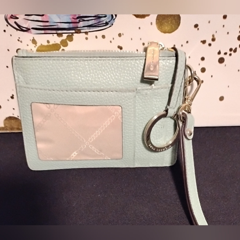 MK Mint Green Leather Wristlet/Cardholder - Picture 2 of 7